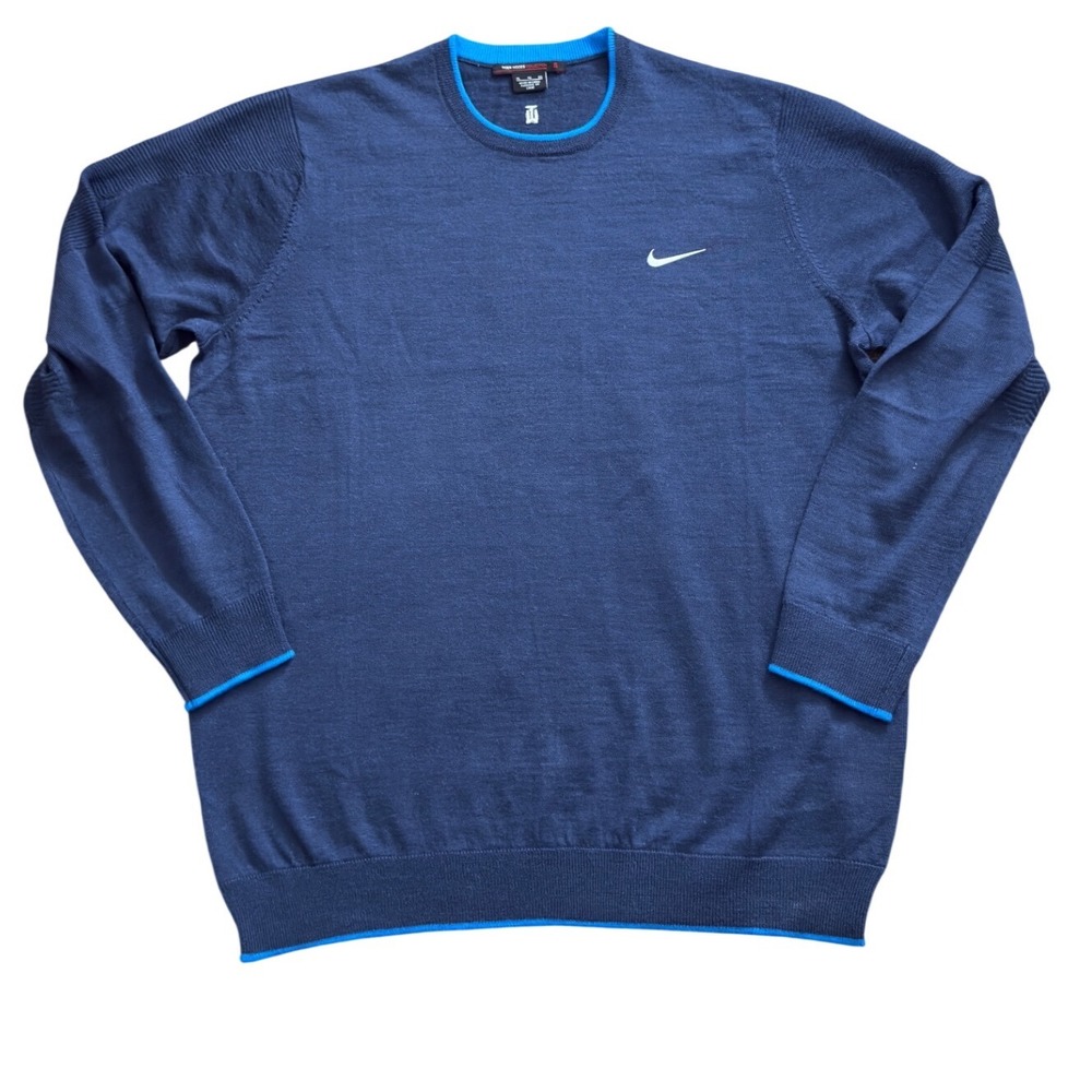 Nike Tiger Woods Collection Merino Wool Blend Blue Golf Sweater Mens XL 482101